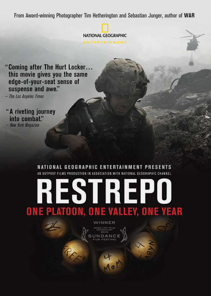 Netflix: Restrepo | <strong>Opis Netflix</strong><br> Sebastian Junger i Tim Hetherington doÅ‚Ä…czajÄ… do drugiego plutonu w Afganistanie, aby udokumentowaÄ‡ Å¼oÅ‚nierskie Å¼ycie: codziennÄ… pracÄ™, lÄ™ki i braterskie wiÄ™zi. | Oglądaj film na Netflix.com